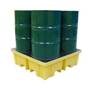 4-DRUM SPILL PALLET (FOR CONTAINMENT OF 4X205L DRUMS) WITH DRAIN PLUG